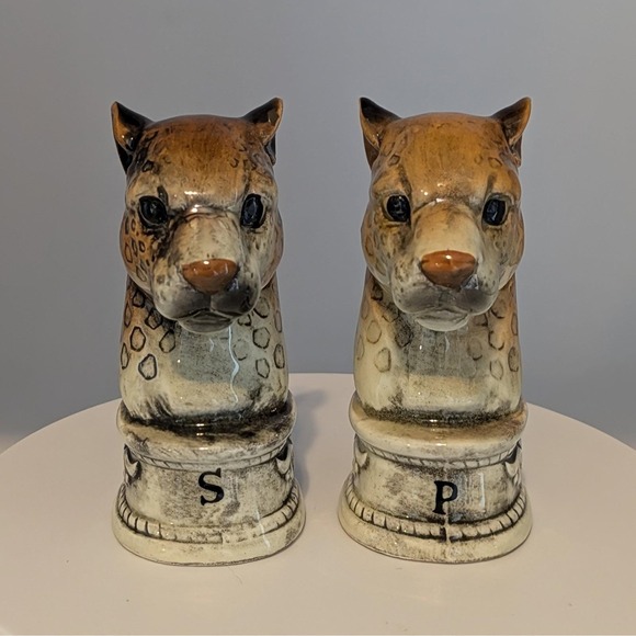 Other - Vintage Ceramic Leopard Head Salt And Pepper Shakers‎ Made In Japan